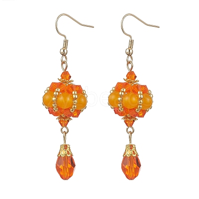Natural Yellow Jade Dangle Earrings EJEW-MZ00669-01-1