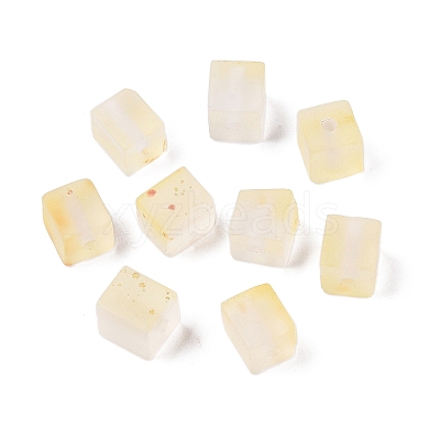 Frosted Glass Beads with Golden Glitter Powder DGLA-NH001-6mm-01A-1