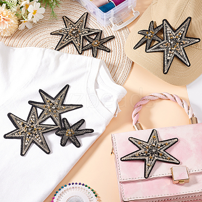 9Pcs 3 Styles Star Polyester Embroidery Appliques PATC-GA0001-51-1