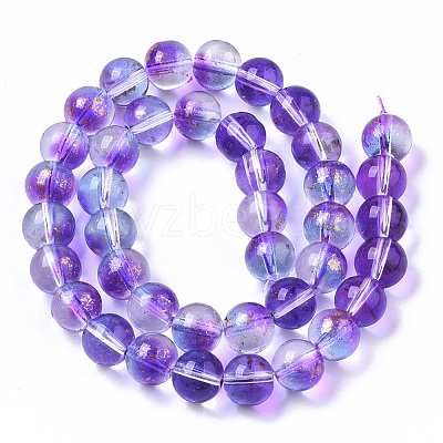Transparent Spray Painted Glass Bead Strands GLAA-N035-03D-B03-1