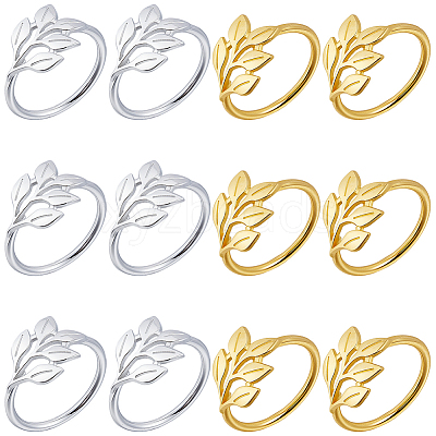 16Pcs 2 Colors Leaf Alloy Napkin Rings AJEW-GF0013-15-1