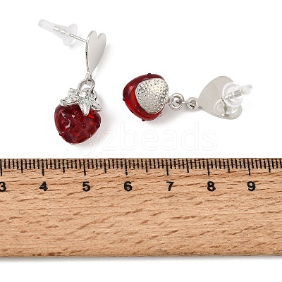 Alloy with Handmade Lampwork Stud Dangle Earrings LA-CBA71FC-01P-D-1