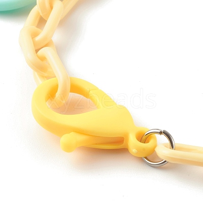 Opaque Acrylic Smiling Face Charm Bracelets BJEW-JB06258-1