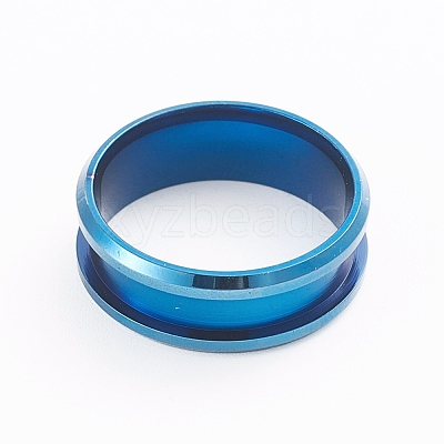 201 Stainless Steel Grooved Finger Ring Settings MAK-WH0007-16L-A-1