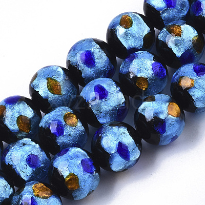 Handmade Silver Foil Lampwork Beads Strands FOIL-T003-002C-1