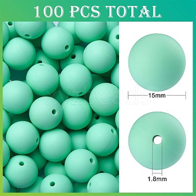 100Pcs Silicone Beads Round Rubber Bead 15MM Loose Spacer Beads for DIY Supplies Jewelry Keychain Making JX456A-1