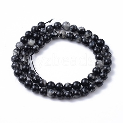 Natural Black Tourmaline Beads Strands G-F666-05A-6mm-1