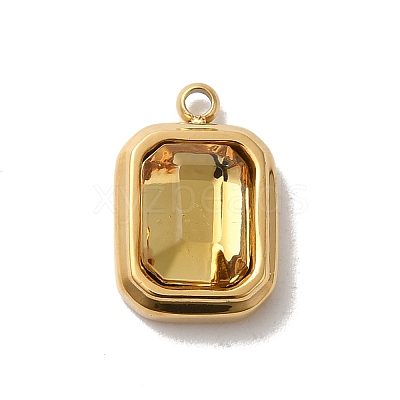 High Polished 304 Stainless Steel Glass Pendants STAS-L022-062G-05-1