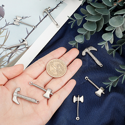 8Pcs 4 Style 304 Stainless Steel Pendants STAS-UN0031-96-1