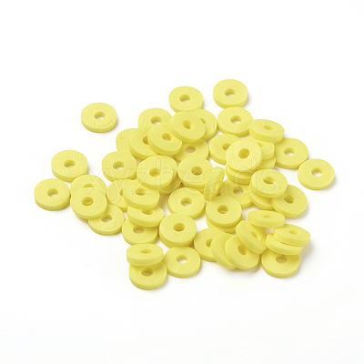 Flat Round Handmade Polymer Clay Beads CLAY-R067-6.0mm-22-1