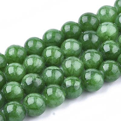 Natural Dyed Yellow Jade Gemstone Bead Strands X-G-R271-6mm-Y13-1