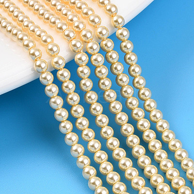 Baking Paint Pearlized Glass Pearl Bead Strands HY-N002-3mm-A09-1