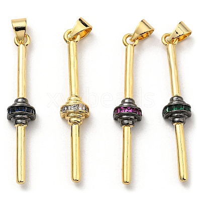 Brass with Cubic Zirconia Pendants KK-K341-31G-1