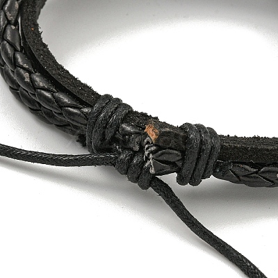 PU Imitation Leather Braided Cord Bracelets BJEW-P329-02B-AS-1