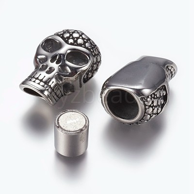 304 Stainless Steel Magnetic Clasps with Glue-in Ends STAS-K122-21-1