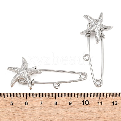 Starfish 304 Stainless Steel Safety Pins Brooch Findings SA-CBA098D-16C-P01-1