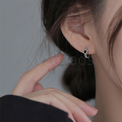 Heart Brass Enamel Hoop Earrings FS-WG22EC0-01-1