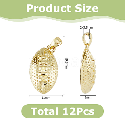 12Pcs Rugby Rack Plating Brass Pendants KK-HS0002-05-1