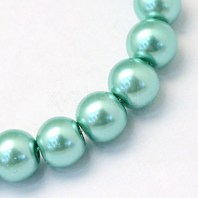 Baking Paint Pearlized Glass Pearl Round Bead Strands X-HY-Q330-8mm-32-1