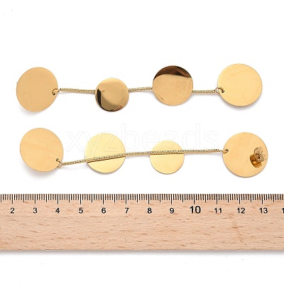 304 Stainless Steel Flat Round Tassel Stud Earrings EJEW-C142-11G-1