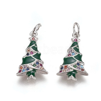 Brass Cubic Zirconia Pendants ZIRC-I028-02P-1