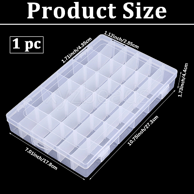 36 Grids Transparent Plastic Adjustable Dividers Boxes with Hinged Lid CON-PA0001-08-1