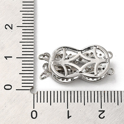 Brass Micro Pave Clear Cubic Zirconia Box Clasps KK-E084-28P-1
