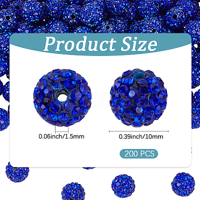 200Pcs Pave Disco Ball Beads RB-PA0001-11C-1