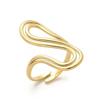 Wave 304 Stainless Steel Cuff Rings RJEW-C124-06B-G-1