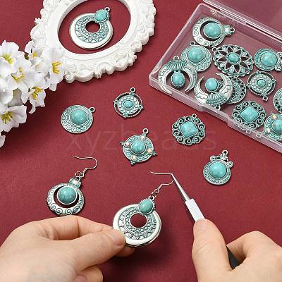 20Pcs 10 Styles Bohemia Styles Alloy & Acrylic Pendants FIND-CJ0005-70-1