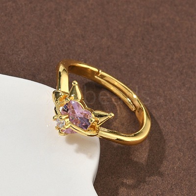 Brass Micro Pave Cubic Zirconia Finger Rings RJEW-H258-08G-1