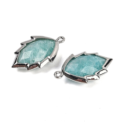 Natural Amazonite Faceted Leaf Pendants G-I375-04P-02-1