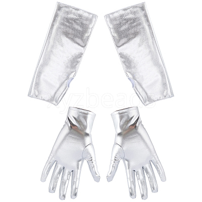 2 Pairs 2 Styles PU Leather Gloves AJEW-CL0003-16A-1