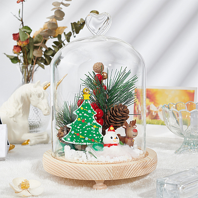 Heart Glass Dome Cover AJEW-WH0505-28B-1