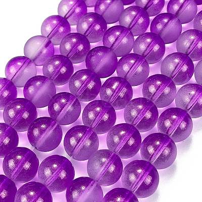 Frosted Transparent Glass Bead Strands GLAA-P065-10mm-15-1