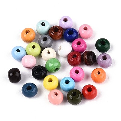 Painted Natural Wood Beads WOOD-T032-8mm-31-1