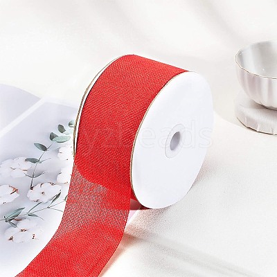 Polyester Imitation Burlap Ribbon OCOR-WH0032-21A-1