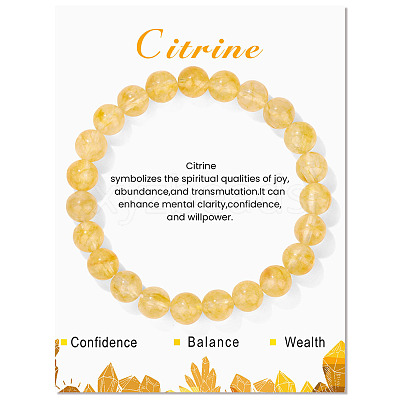 Natural Yellow Quartz Beaded Stretch Bracelets PW-WG7FE75-20-1