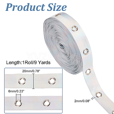 9 Yards Imitation Leather Ribbon with Platinum Plated Alloy Eyelets OCOR-AR0001-64B-1