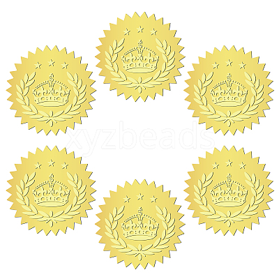 12 Sheets Self Adhesive Gold Foil Embossed Stickers DIY-WH0451-020-1