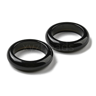 Natural Obsidian Plain Band Ring RJEW-P044-01A-10-1