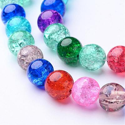 16 inch Mixed Color Round Crackle Glass Strands X-GGM004-1