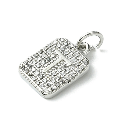 Rack Plating Brass Micro Pave Clear Cubic Zirconia Charms KK-G501-01T-P-1