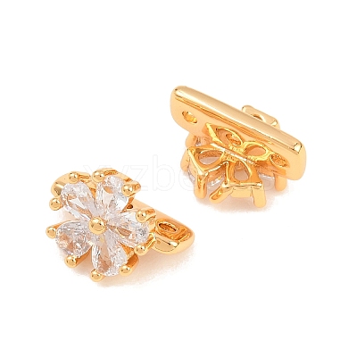 SHEGRACE Flower Brass Micro Pave Clear Cubic Zirconia Spacer Bars XGRQ5K223-827G-1