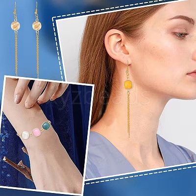 10Pcs 5 Styles Tigerskin Glass & Dyed Natural White Jade & Quartz Crystal Square Links Connector Charmss G-YW0002-75-1