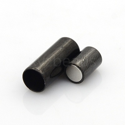304 Stainless Steel Smooth Surface Magnetic Clasps with Glue-in Ends Fit 5mm Cords STAS-O042-B-15-1