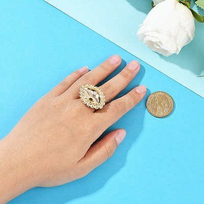 Horse Eye Brass Pad Ring Settings KK-Z122-21G-1