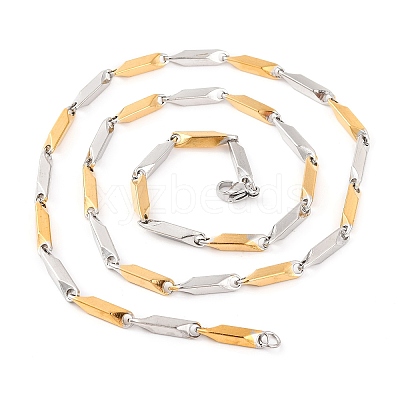 304 Stainless Steel Rectangle Link Chain Necklaces for Women NJEW-G140-05GP-1