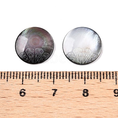 Natural Black Lip Shell Carved Cabochons SSHEL-T017-04B-1