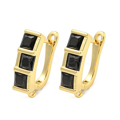 Rack Plating Brass Micro Pave Cubic Zirconia Hoop Earring Findings EJEW-C102-22G-03-1